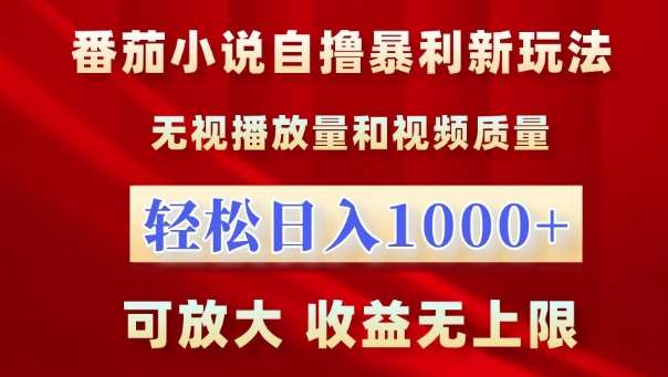 番茄小说自撸暴利新玩法，无视播放量，轻松日入1k，可放大，收益无上限【揭秘】-领学通