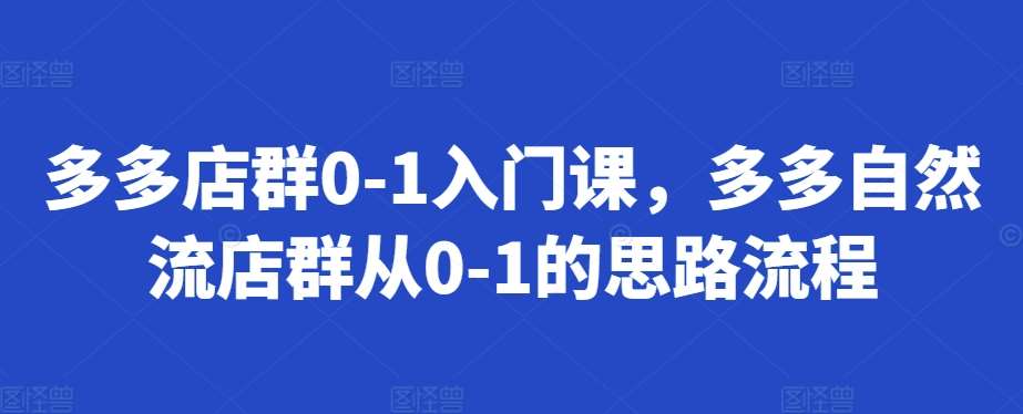 多多店群0-1入门课，多多自然流店群从0-1的思路流程-领学通
