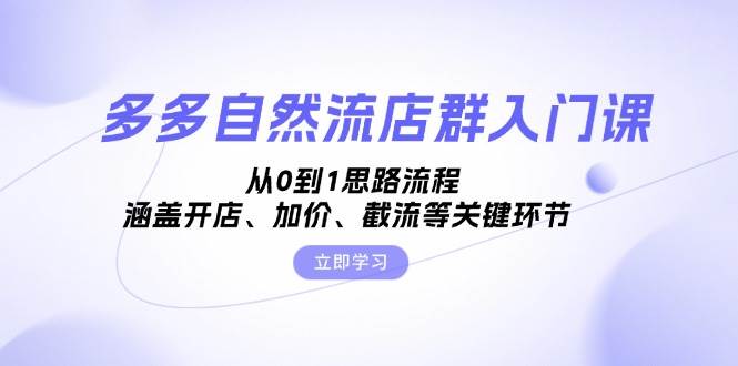（13279期）多多自然流店群入门课，从0到1思路流程，涵盖开店、加价、截流等关键环节-领学通