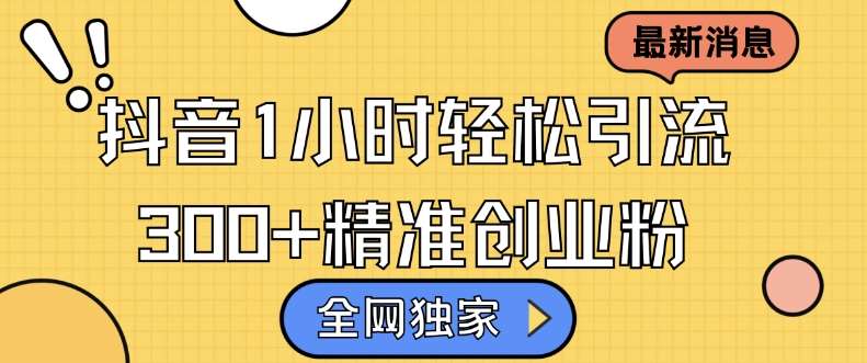 全网独家抖音引流，轻松日引300+精准创业粉【揭秘】-领学通