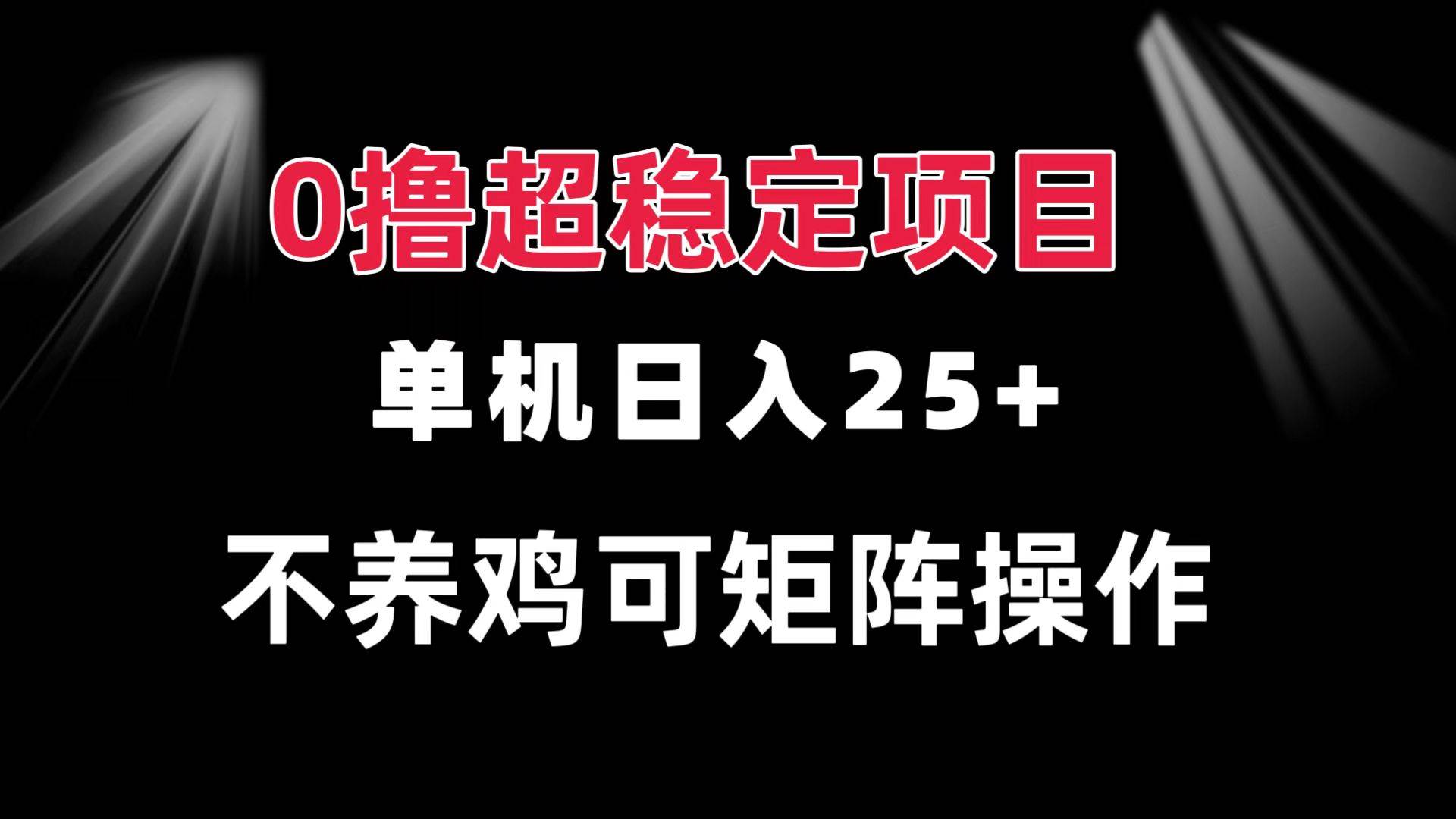（13355期）0撸项目 单机日入25+ 可批量操作 无需养鸡 长期稳定 做了就有-领学通