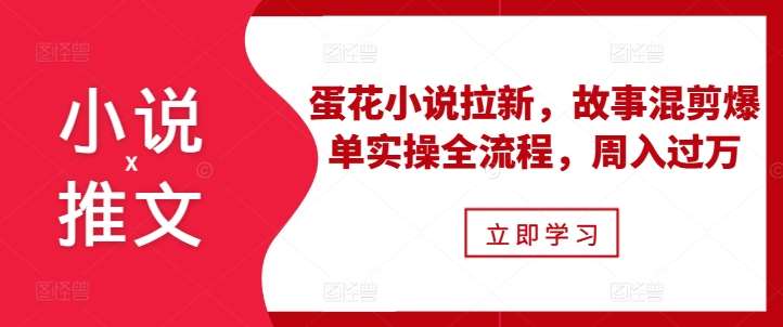 小说推文之蛋花小说拉新，故事混剪爆单实操全流程，周入过万-领学通