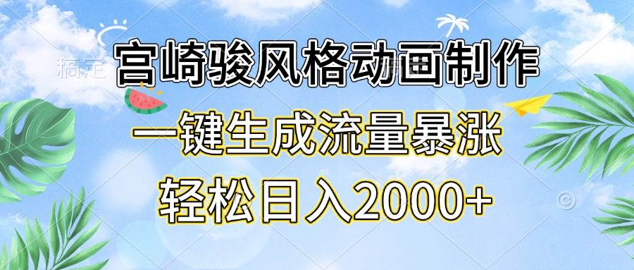（13386期）宫崎骏风格动画制作，一键生成流量暴涨，轻松日入2000+-领学通