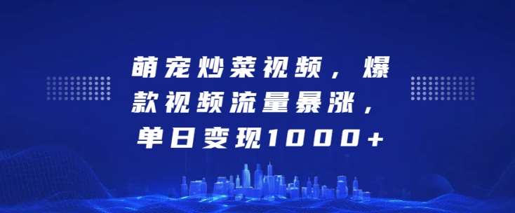 萌宠炒菜视频，爆款视频流量暴涨，单日变现1k-领学通