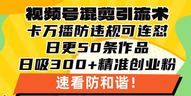 （13400期）视频号混剪引流技术，500万播放引流17000创业粉，操作简单当天学会-领学通