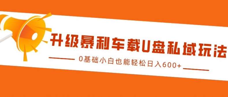 升级暴利车载U盘私域玩法，0基础小白也能轻松日入多张【揭秘】-领学通