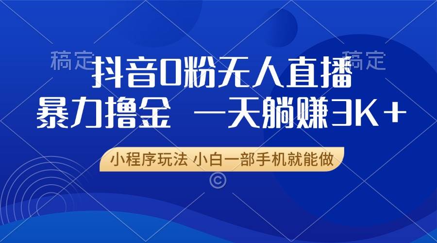 （13449期）抖音0粉无人直播暴力掘金，一天躺赚3K+，小白一部手机就能做-领学通