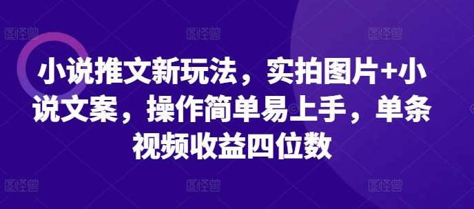 小说推文新玩法，实拍图片+小说文案，操作简单易上手，单条视频收益四位数-领学通