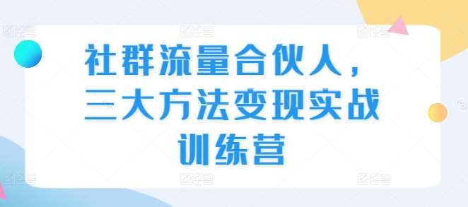 社群流量合伙人，三大方法变现实战训练营-领学通