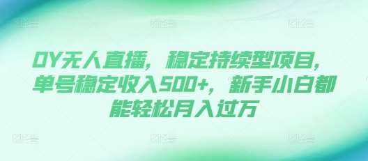 DY无人直播，稳定持续型项目，单号稳定收入500+，新手小白都能轻松月入过万【揭秘】-领学通