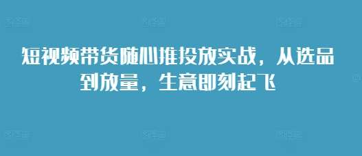短视频带货随心推投放实战，从选品到放量，生意即刻起飞-领学通