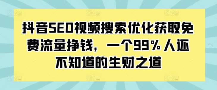 抖音SEO视频搜索优化获取免费流量挣钱，一个99%人还不知道的生财之道-领学通