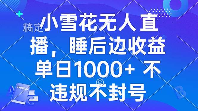（13491期）小雪花无人直播 睡后收益单日1000+ 零粉丝新号开播 不违规 看完就会-领学通