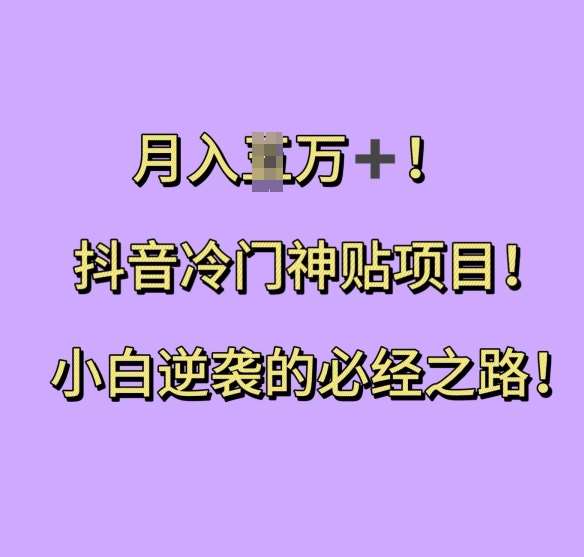 抖音冷门神贴项目，小白逆袭的必经之路，月入过W【揭秘】-领学通