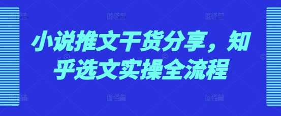 小说推文干货分享，知乎选文实操全流程-领学通