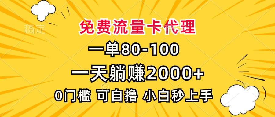 （13551期）一单80，免费流量卡代理，一天躺赚2000+，0门槛，小白也能轻松上手-领学通