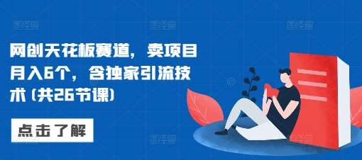 网创天花板赛道，卖项目月入6个，含独家引流技术(共26节课)-领学通