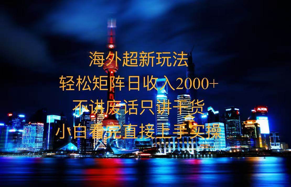 （13583期）2025全新海外暴力玩法，操作简单，小白轻松上手-领学通