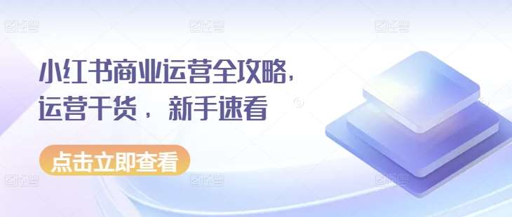 小红书商业运营全攻略，运营干货 ，新手速看-领学通