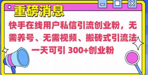 快手最新引流创业粉方法，无需养号、无需视频、搬砖式引流法【揭秘】-领学通