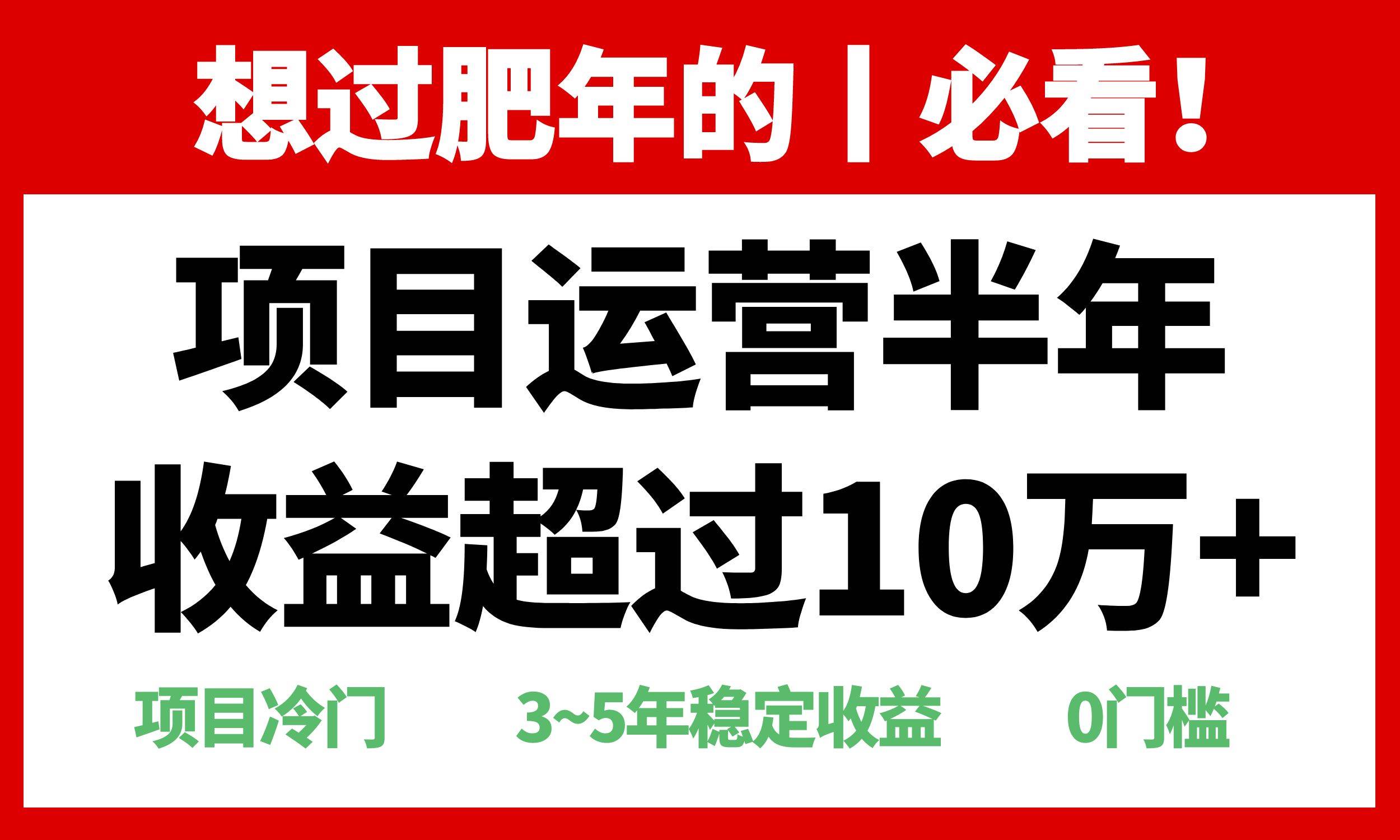 （13663期）年前过肥年的必看的超冷门项目，半年收益超过10万+，-领学通