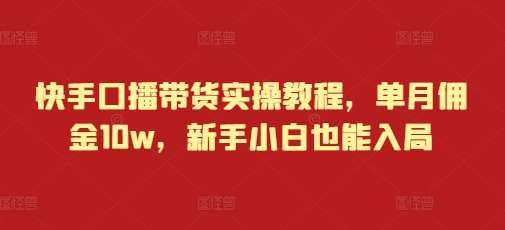 快手口播带货实操教程，单月佣金10w，新手小白也能入局-领学通