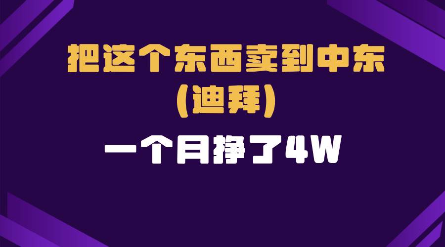 （13740期）跨境电商一个人在家把货卖到迪拜，暴力项目拆解-领学通