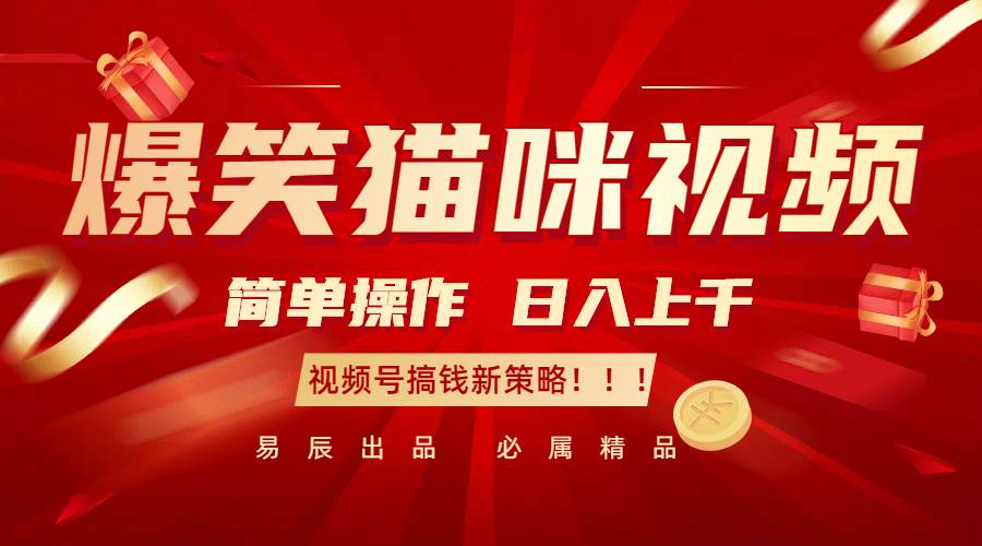 爆笑猫咪视频：简单操作，日入过千，视频号搞钱新策略！-领学通