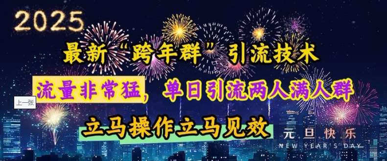 最新“跨年群”引流，流量非常猛，单日引流两人满人群，立马操作立马见效【揭秘】-领学通