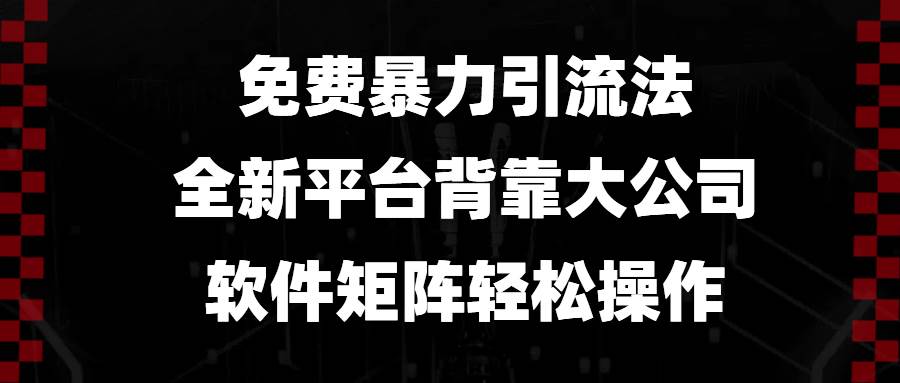 （13745期）免费暴力引流法，全新平台，背靠大公司，软件矩阵轻松操作-领学通