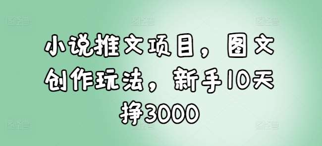 小说推文项目，图文创作玩法，新手10天挣3000-领学通