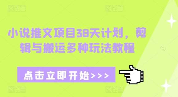 小说推文项目38天计划，剪辑与搬运多种玩法教程-领学通