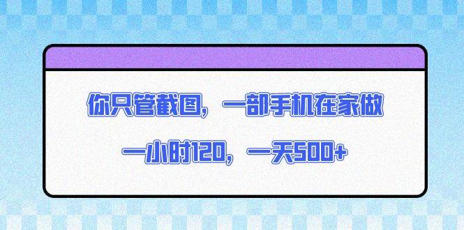 （13785期）你只管截图，一部手机在家做，一小时120，一天500+-领学通