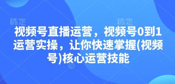 视频号直播运营，视频号0到1运营实操，让你快速掌握(视频号)核心运营技能-领学通