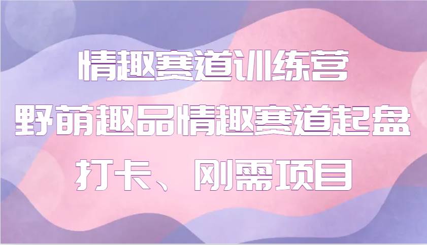 情趣赛道训练营 野萌趣品情趣赛道起盘打卡、刚需项目-领学通