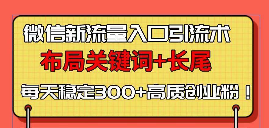 （13897期）微信新流量入口引流术，布局关键词+长尾，每天稳定300+高质创业粉！-领学通
