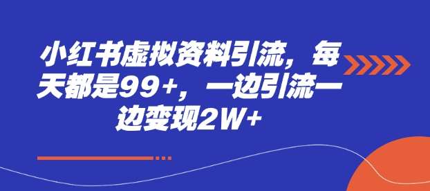 小红书虚拟资料引流，每天都是99+，一边引流一边变现2W+-领学通