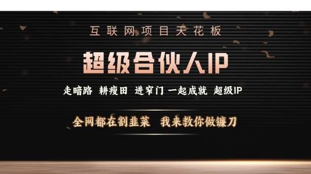 互联网项目天花板，超级合伙人IP，全网都在割韭菜，我来教你做镰刀【仅揭秘】-领学通
