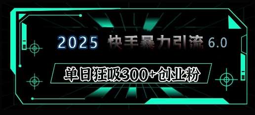 2025年快手6.0保姆级教程震撼来袭，单日狂吸300+精准创业粉-领学通