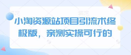 小淘资源站项目引流术终极版，亲测实操可行的-领学通