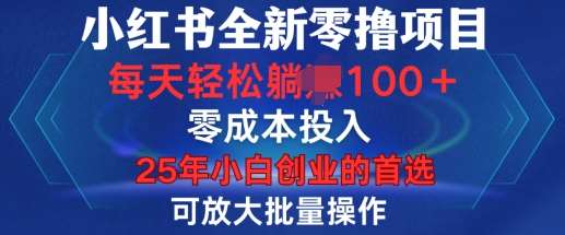 小红书全新纯零撸项目，只要有号就能玩，可放大批量操作，轻松日入100+【揭秘】-领学通