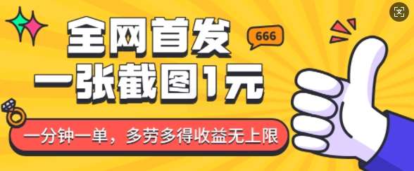 全网首发，一张截图1块钱，一分钟一单，多劳多得，收益无上限-领学通