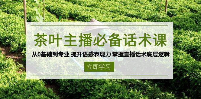 茶叶主播必备话术课 从0基础到专业 提升语感表现力 掌握直播话术底层逻辑-领学通