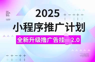 2025小程序推广计划，全新升级撸广告挂JI2.0玩法，日入多张，小白可做【揭秘】-领学通
