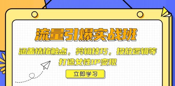 （14008期）流量引爆实战班，涵盖情绪触点，剪辑技巧，投放逻辑等，打造女性IP变现-领学通