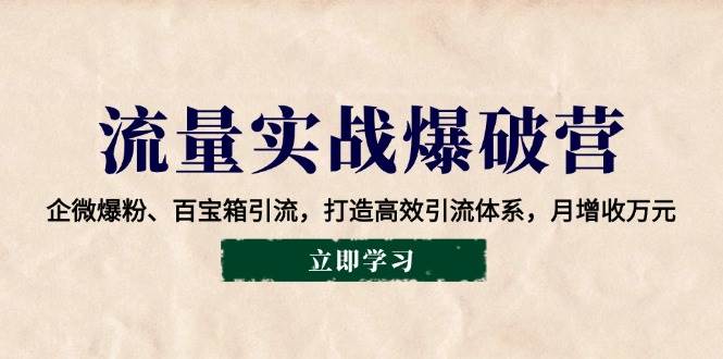 （14039期）流量实战爆破营：企微爆粉、百宝箱引流，打造高效引流体系，月增收万元-领学通