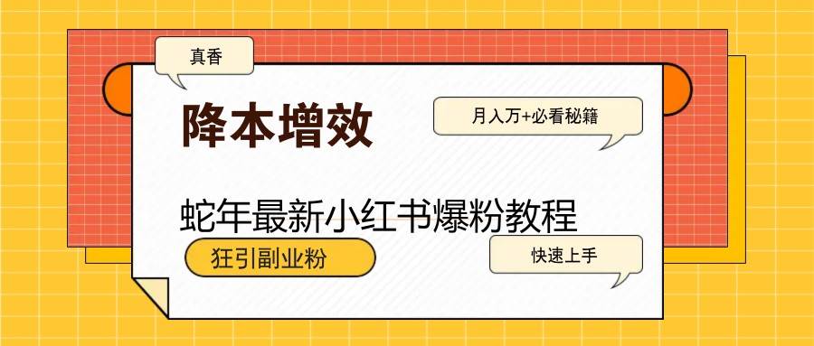 蛇年最新小红书爆粉教程，狂引副业粉，月入万+必看-领学通