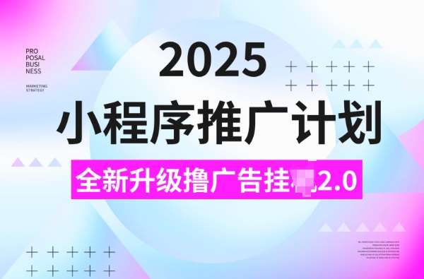 2025小程序推广计划，撸广告挂JI3.0玩法，日均5张【揭秘】-领学通