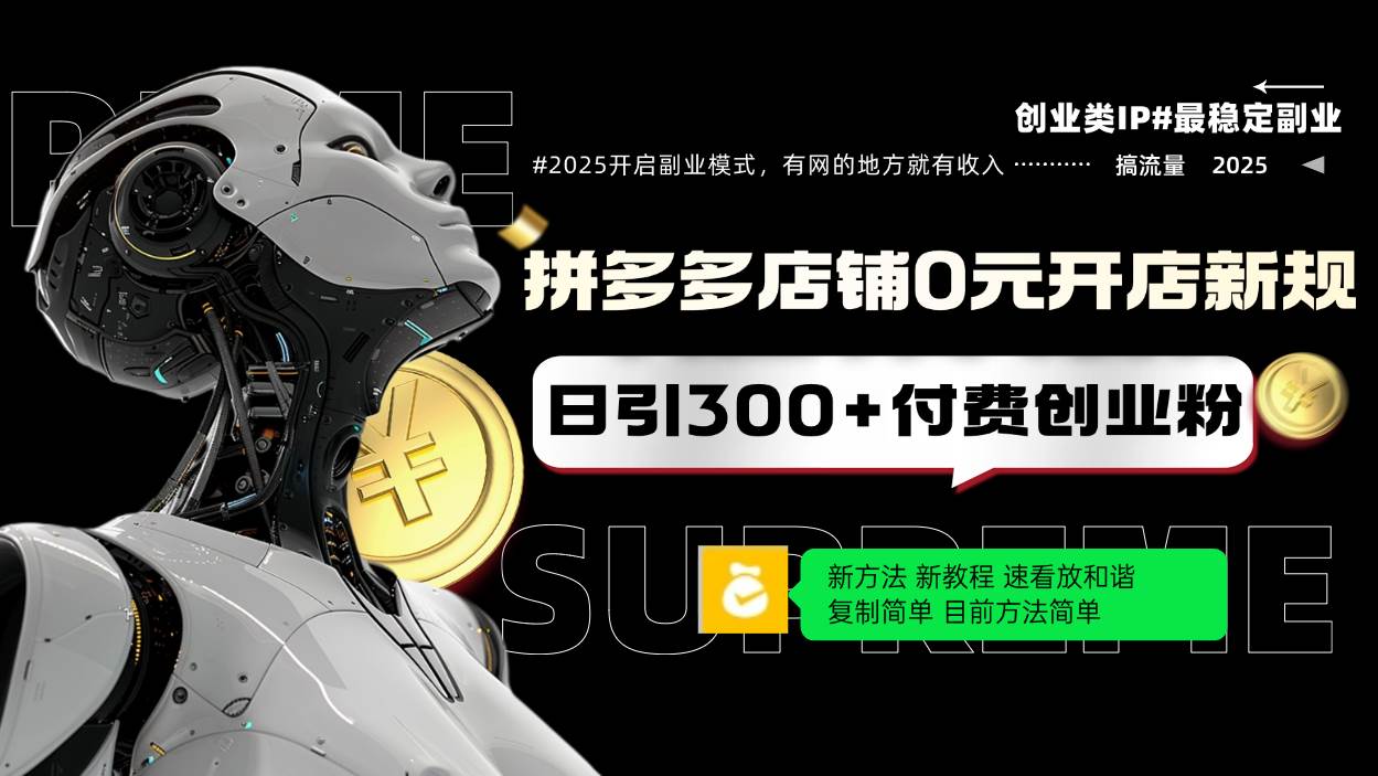 （14092期）拼多多店铺0元开店新规，日引300+付费创业粉，目前方法简单复制粘贴可矩阵-领学通