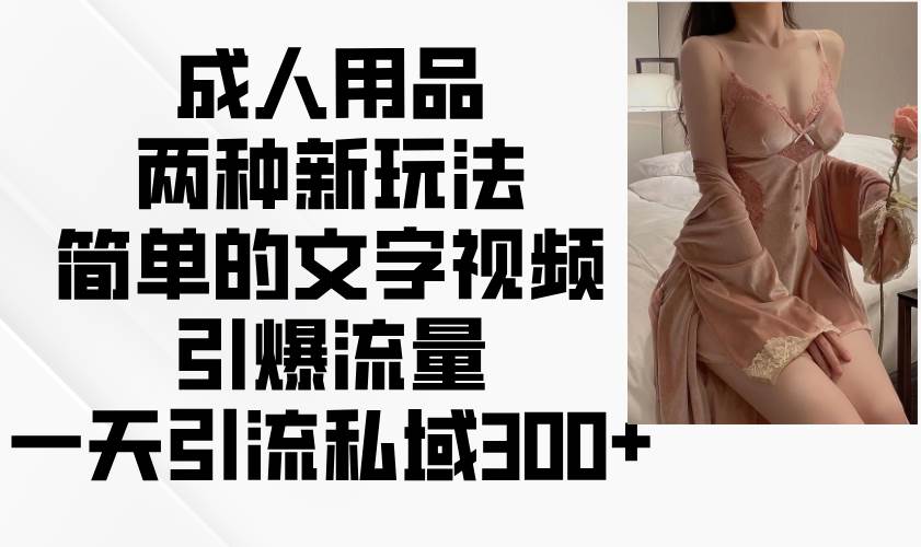 成人用品两种新玩法，简单的文字视频引爆流量，一天引流私域300+-领学通